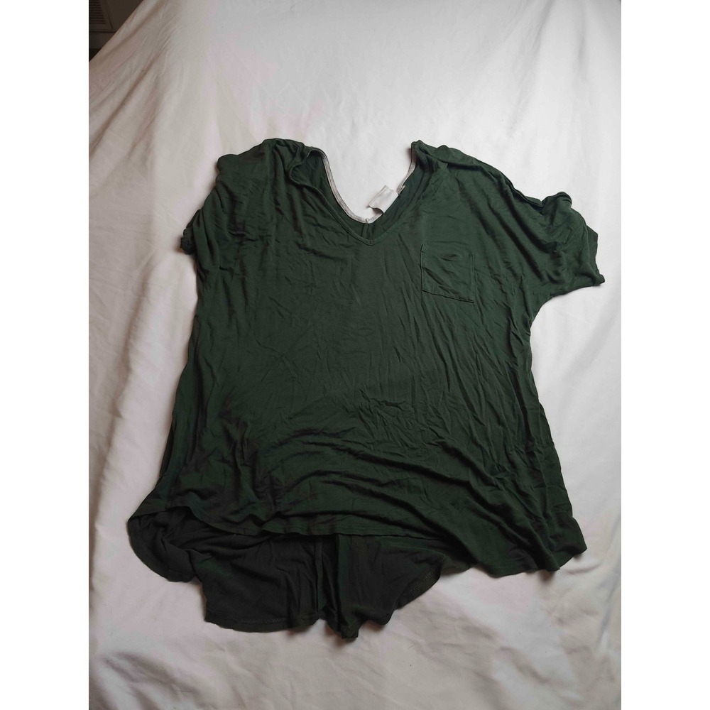 Janet Chung Blouse Womens M Forest Green Flowy Capsule Wardrobe Layering Chic